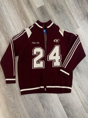Aelfric Eden Maroon and Cream Knit Zip Cardigan